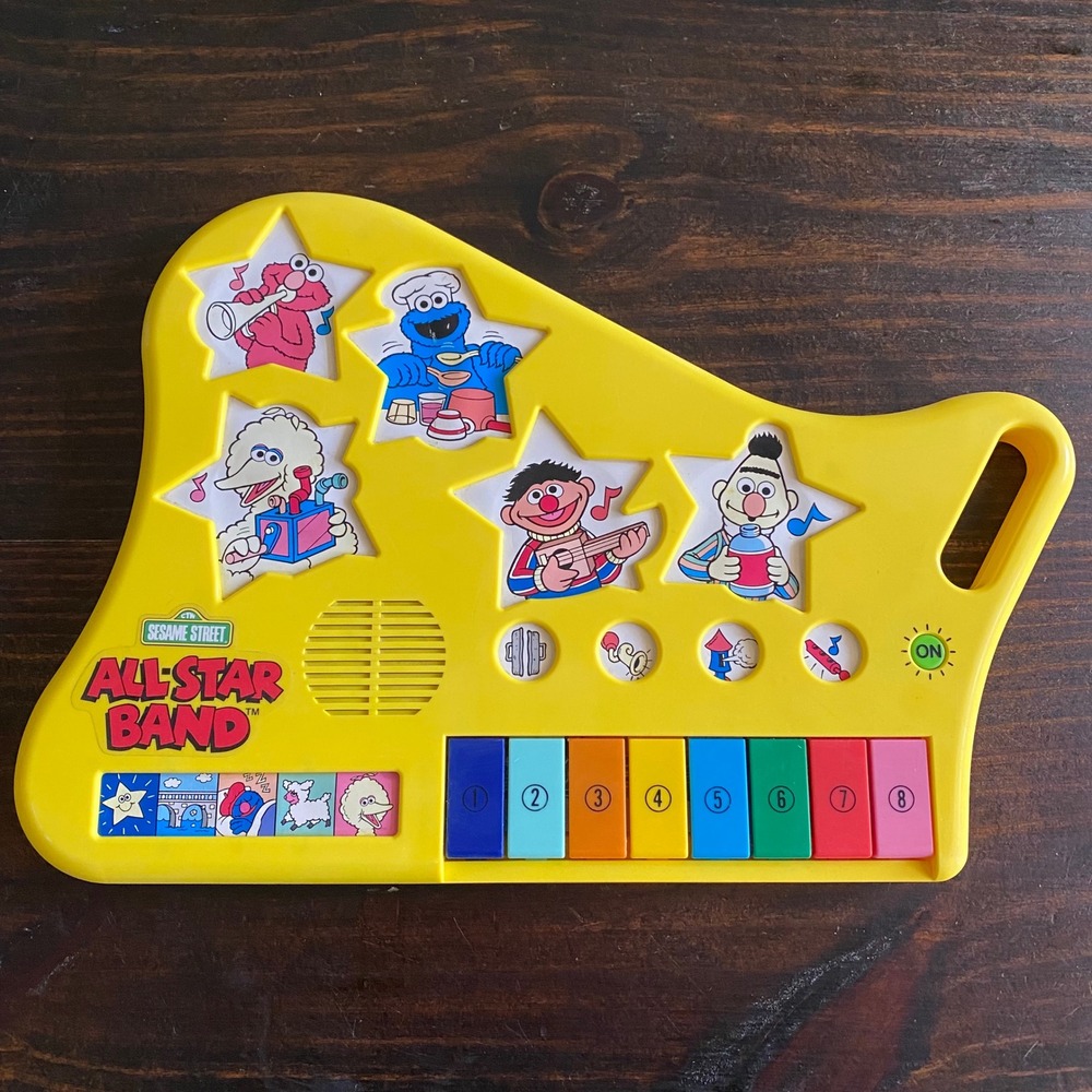 Vintage Sesame Street All Star Band‎ Musical Toy Golden Sight Sound Yellow VIDEO